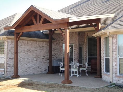 Free Standing Porch Roof, Free Standing Patio Cover Plans, A Frame Patio Roof, Free Standing Patio Cover Ideas, Free Standing Porch, Free Standing Patio Cover, Porch Roofs, Patio Roofs, Front Porch Pergola