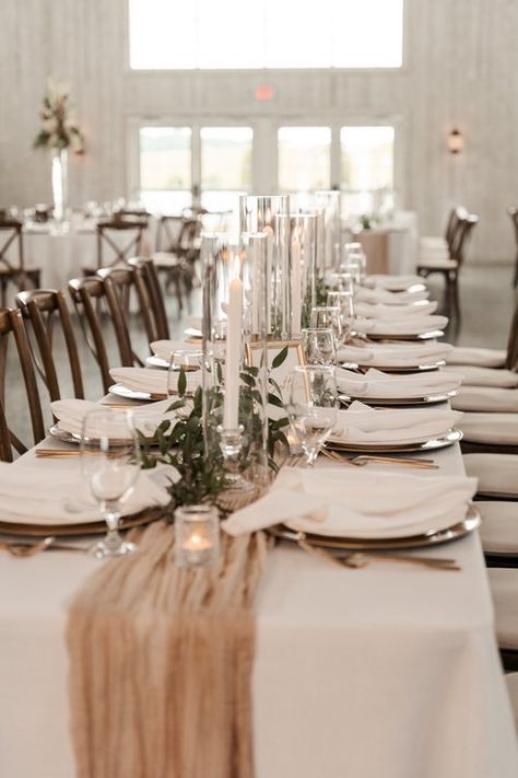 Neutral Table Runner Wedding, Brown Paper Tablecloth Wedding, Cream Table Cloth Wedding, White Table Cloth Wedding, Ceiling Drapery, Paper Tablecloth, Wedding Tablecloths, Silver Dollar Eucalyptus, Seeded Eucalyptus