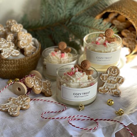 Embrace the cozy holiday atmosphere with our “Cozy Treat” candle, crafted for those who cherish warm winter evenings. This candle is designed to look like a delicious dessert and is adorned with a charming little gingerbread figure, adding a touch of magic to any space. Price:25$ The fragrance combines sweet notes of sugar and creamy butter with a spicy hint of ginger, reminiscent of freshly baked gingerbread cookies. It’s the perfect gift for yourself or loved ones, filling the home with ... Desert Candles, Desert Candle, Cookie Candle, Gingerbread Candle, Christmas Party Table, Candles Aesthetic, Candle Cookies, Candle Aesthetic, Candle Art