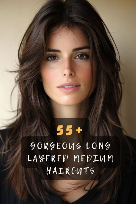 Embrace effortless beauty with 55 long layered cuts for medium hair that provide easy styling and a relaxed vibe 🌿. These styles are perfect for busy lifestyles while keeping you looking polished and trendy. Want to achieve that effortless look? Click to explore all the stylish options! #EffortlessBeauty #MediumHair #LayeredCuts #RelaxedVibe #TrendyStyles #EasyStyling #PolishedLook Long Layered Haircuts Volume, Middle Part Medium Length Hair Layers, Kendall Jenner Haircut Layers, Longer Layers Long Hair, Mid Length Hair Long Layers With Face Framing Pieces, Long Layers With Face Framing Pieces Long Length Hair Straight, Layered Hair Without Bangs, Medium Length Hair With Layers Brunette, Brunette Medium Length Hair With Layers