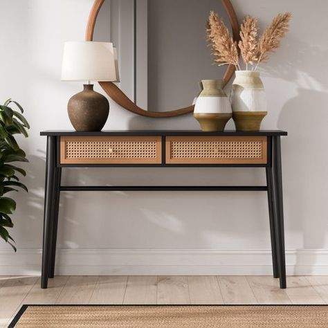 Black console table decor