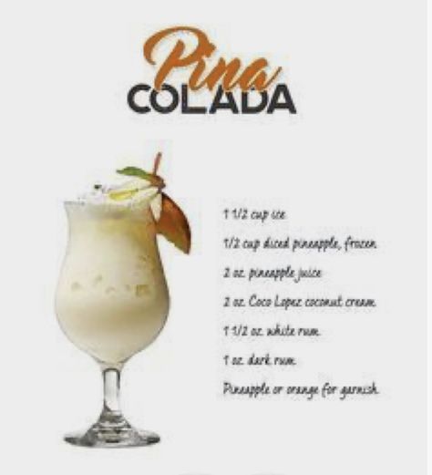 Pina Colada Tiramisu, Pino Colada Recipe, Pina Coloda, Frozen Mixed Drinks, Colada Drinks, Pina Colada Drinks, Slushy Drinks, Rum Runner, Cranberry Drinks