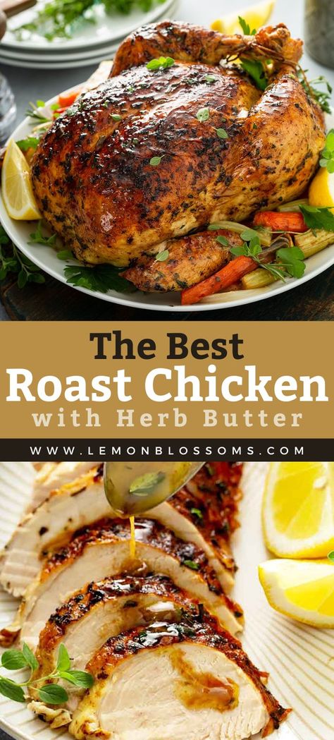 Whole Baked Chicken, Whole Chicken Recipes, Cafe Delites, Chicken Recipies, Garlic Herb Butter, Diner Recept, Roast Chicken Recipes, Winner Winner Chicken Dinner, Herb Butter