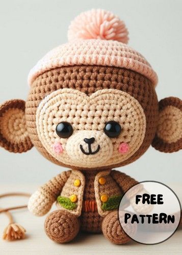 Crochet Monkey Pattern Free, Crochet Monkeys, Crochet Stuffys, Monkey Outfit, Crochet Monkey Pattern, Crochet Project Free, Baby Cardigan Knitting Pattern Free, Crochet Monkey, Monkey Pattern