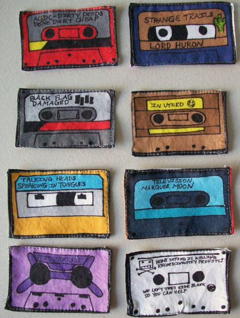 Cassette Tape Woven Punk Patches 100% Cotton New Nirvana, Dead Kennedys, Lord Huron, Pretenders, Television Patches From Old Clothes, Jean Patches Ideas Punk, Patches For Pants, Painted Patches Diy, Patch Design Ideas Punk, Cool Patches Diy, Punk Band Patches, Patch Pants Ideas, Punk Patches Diy Ideas