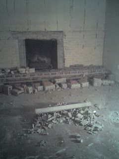 Room to Grow: Removing a Brick Fireplace Removing Brick Fireplace, Removing Fireplace, Brick Fireplace Wall, Fireplace Brick, Wood Burning Fireplace Inserts, Tv Over Fireplace, Brick Hearth, Basement Fireplace, Black Brick Wall