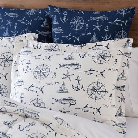 Captain Quarters, Nautical Theme Bedroom, Captains Quarters, King Size Pillow Shams, Nautical Bedroom, Coastal Bedding, King Pillow, King Size Pillows, Park Designs