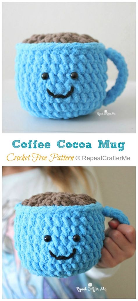 Amigurumi Coffee Cocoa Mug Crochet Free Patterns - Crochet & Knitting Crochet Patterns With Blanket Yarn, Free Chunky Amigurumi Patterns, Crochet Plushies Easy Free, Cute Crochet Plushies Food, Chunky Yarn Stuffed Animal, Crochet With Chenille Yarn, Crochet Poptart Free Pattern, Jumbo Amigurumi Free Pattern, Chunky Crochet Amigurumi