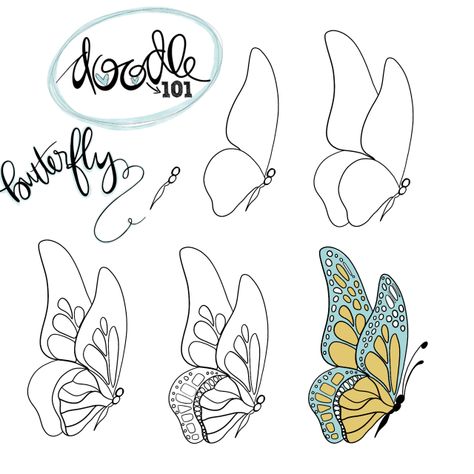 Autumn Zentangle, Doodle 101, Trin For Trin Tegning, Butterfly Art Drawing, Art Papillon, Zentangle Doodle, Arte Doodle, Flower Drawing Tutorials, Easy Doodles