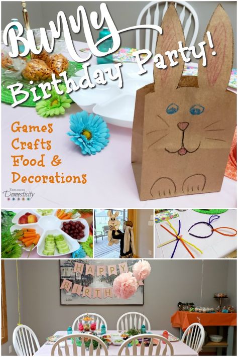 Bunny Party Games, Bunny Birthday Party Decorations, Bunny Birthday Theme, 1st Birthday Games, Easter Birthday Party, Bunny Food, Bunny Birthday Party, Bunny Care, Bunny Party