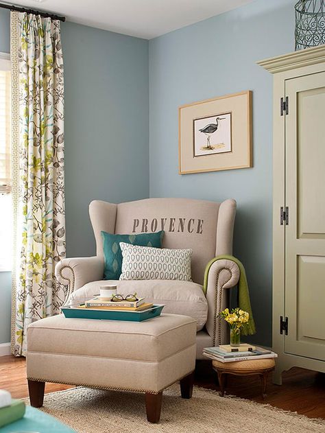 Warm blues are not a myth, says designer Elaine Griffin. To find one -- and avoid a room that gives you the chills -- "look for a blue with lots of yellow undertones.": http://www.bhg.com/decorating/color/blue-paint-colors/?socsrc=bhgpin042814warmblue&page=9 Benjamin Moore Wedgewood Gray, Blue Bedroom Paint, Best Blue Paint Colors, Blue Paint Colors, Room Paint Colors, Bedroom Paint Colors, Interior Paint Colors, Blue Rooms, Bedroom Paint