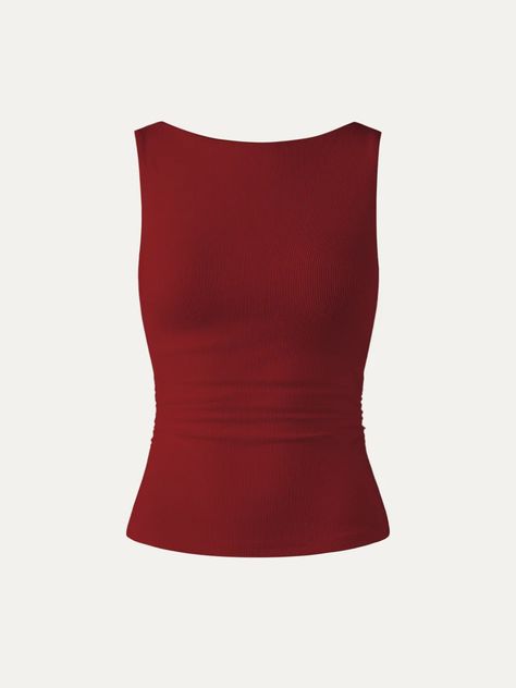 Open Back Brami Tank – OGLmove Dark Red Top, Fame Clothes, Mode Inspo, Warm Outfits, Fashion Fits, Red Top, Komplette Outfits, Lookbook Outfits, Dream Clothes