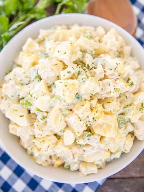 Potato Pasta Salad, Lunch Room Ideas, Lunch Lady Recipes, Easy Baking Ideas, Chicken Potato Salad, Sweet Pickle Relish, 4th July Food, Best Potato Salad Recipe, Cooking Hard Boiled Eggs