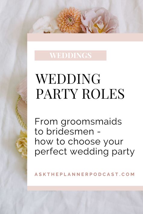 Bridesmaid & Groomsmen Ideas | Basic Wedding Roles | When should you invite people to your wedding party? Is it okay to mix genders on each side of my wedding party? Wedding party or bridal party? Same number of attendants on each side of the wedding party? When should we pick out wedding attire? Should you buy wedding party gifts? How to organize the wedding party? Wedding Party Duties, Wedding Party Roles, Wedding Party Attire, Wedding Planning Templates, Basic Wedding, Ultimate Wedding Planning Checklist, Groomsmen Ideas, Finger Lakes Wedding, Magenta Wedding