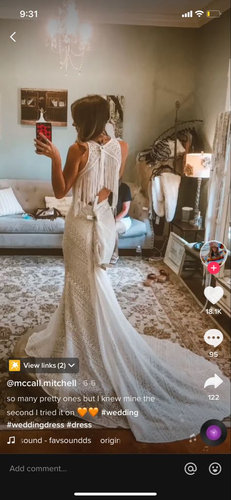 Found on tiktok Unique Western Wedding Dresses, Western Bride Reception Outfit, Rhinestone Cowgirl Wedding, Cowboy Bride, Western Wedding Dresses Lace, Western Wedding Veil, Plus Size Western Wedding Dresses, Wedding Dress With Fringe Sleeves, Western Bride Dress