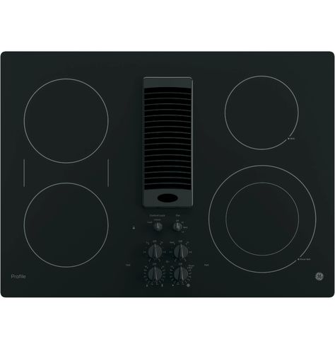 GE Profile™ 30 Downdraft Electric Cooktop - PP9830DJBB Downdraft Cooktop, Ge Profile Appliances, 4 Element, Glass Cooktop, 4 Elements, Appliance Packages, Ge Appliances, Compact Kitchen, Electric Cooktop