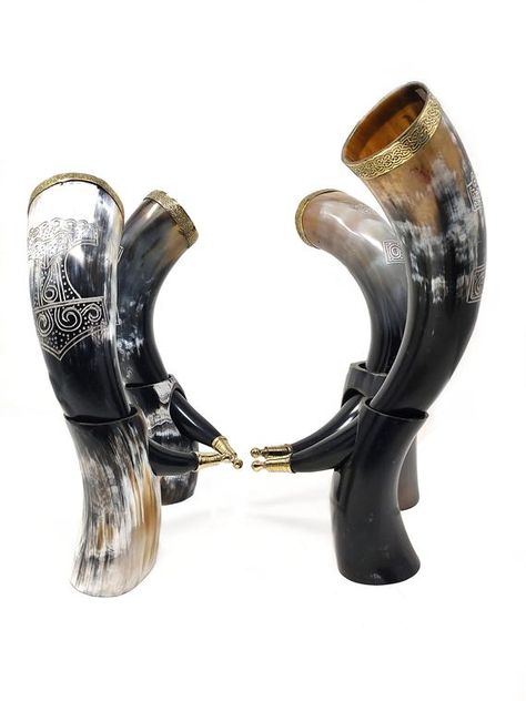 Capacity: 16 Oz Leak Free - Spill all you want, but itll never leak. MAKES A GREAT VIKING GIFT - A unique bar presentation for friends and great addition to your fun parties such as Christmas Party, Wedding Party Favor Box, Anniversary party , Your Favorite Fest etc. This makes it a perfect and Viking Drinking Horn, Drinking Horn, Thor Hammer, Ale Beer, Mead, Mug Cup, Beer Mug, Thor, Horn