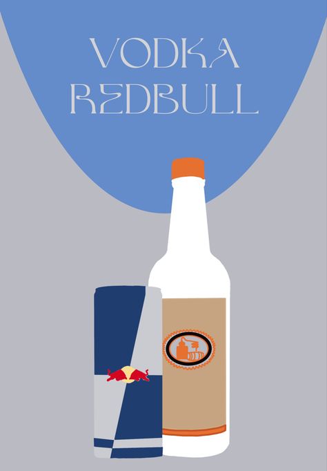 Red Bull Painting, Vodka Red Bull, Vodka Poster, Vodka Redbull, Vodka Red, Bull Graphic, Senior Year Fun, Trendy Graphics, Bull Painting