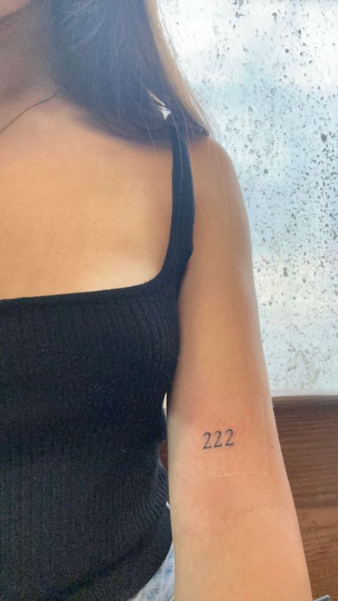 222 Angel Number Tattoo, Lightbulb Tattoo, Number Tattoo Fonts, Angel Number Tattoo, 222 Angel Number, Basic Tattoos, Number Tattoo, Sharpie Tattoos, Elbow Tattoos