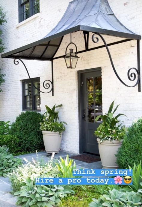 Entry Overhang, Window Overhang, Iron Awning, Wrought Iron Awning, Awning Over Door, Door Overhang, French Country Exterior, Outdoor Improvements, House Awnings