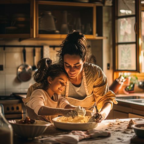 #Family Baking Together: A tender moment as a #mother and #daughter bond while #baking in a warm #kitchen. #family #baking #kitchen #bonding #mother #aiart #aiphoto #stockcake ⬇️ Download and 📝 Prompt 👉 https://stockcake.com/i/family-baking-together_518398_405173 Mother Daughter Baking Aesthetic, Baking With Daughter, Mother And Daughter Bond, Baking Photoshoot, Mother Daughter Bond, Baking Together, Mother Daughter Bonding, Cooking Photography, Warm Kitchen