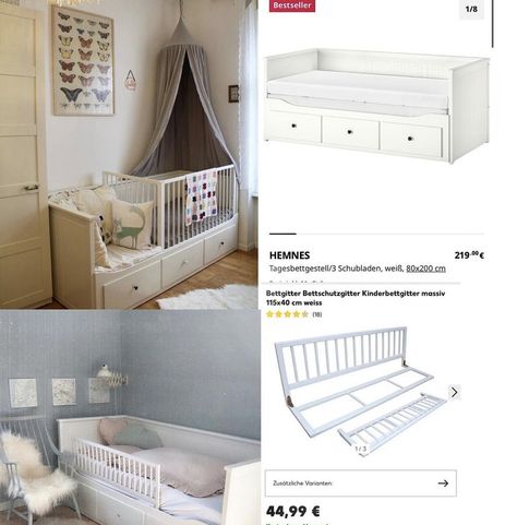 Hemnes Day Bed Nursery, Ikea Hemnes Divan, Ikea Divan, Hemnes Divan, Ikea Toddler Room, Ikea Hemnes Bed, Small Space Baby, Cama Ikea, Boy Toddler Bedroom