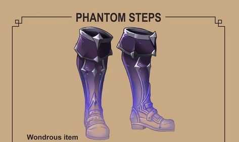 Magic Shoes Art, Magic Armor, Magic Shoes, Purple Boots, Dnd Dragons, Black Comics, Fantasy Props, Cool Monsters, Cool Swords