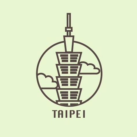 I just came out an idea of making logos that presented the cities in Taiwan. This is my very first city logo design, presenting the landmark of Taipei - Taipei 101. Taiwan Icon Instagram Highlight, Taipei 101 Drawing, Taiwan Tattoo Ideas, Taiwanese Aesthetic, Taiwan Logo, Seoul House, Taiwan Tattoo, Taiwan Culture, City Logos Design