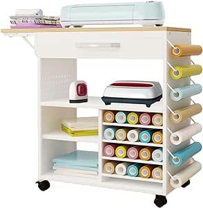 RJOKMT Rolling Craft Storage Cart with Heat Press Table and Organizers - Compatible with Cricut Machines, Perfect Craft Organization Workstation - Roll and Store All Your Crafting Supplies 10 Drawer Rolling Cart Makeup Organizer, Rolling Craft Cart, Craft Storage Cart, Organization Cart, Really Useful Boxes® 8 Drawer Rolling Cart, Craft Cart, Craft Storage Organization, Craft Cabinet, Rolling Storage