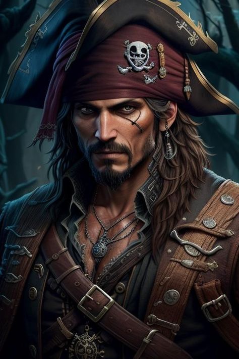 Pirate Man Art, Pirate Art Male, Pirate Fantasy Art, Pirate Portrait, Male Pirate, Pirates Art, Pirate Pictures, Steampunk Illustration, Pirates Life