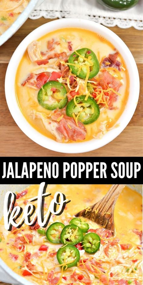 Keto Jalapeno Popper Soup #ketojalapenopoppersoup #jalapenopoppersoup Chicken Soup Keto, Popper Soup, Keto Jalapeno, Soup Keto, Popper Chicken, Jalapeno Popper Chicken, Jalapeño Poppers, Boiled Egg Diet Plan, Jalapeno Popper