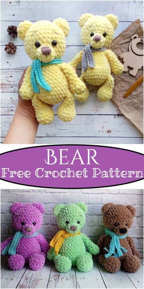 27 Free Crochet Bear Patterns Teddy Bear Amigurumi, Teddy Bear Patterns Free, Bear Patterns Free, Brown Yarn, Easy Amigurumi, Dog Crochet, Crochet Bear Patterns, Bear Amigurumi, Plush Yarn