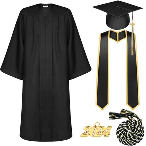 Tigeen Unisex Adult Graduation Gown Cap Tassel Set Matte Uniforms 2024 Charms Cord and Stole for College High School Graduate Graduation Gown And Cap, Graduation Gown, Safety Clothing, Cap And Gown, Graduation Cards, Pharmacy Gifts, Graduation Party, Fashion Store, Clothing Brand