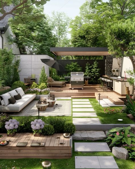 Sanctuary Garden Ideas, Garden Sanctuary, Modern Backyard Landscaping, Hardscape Design, Modern Backyard, Backyard Spaces, Contemporary Garden, Outdoor Gardens Design, Backyard Garden Design