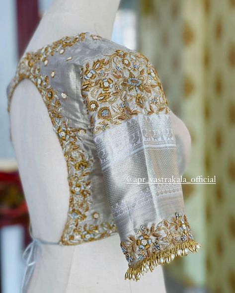 Grand Embroidery Blouse Designs, Exclusive Blouse Designs, Handwork Blouse, Blue Blouse Designs, Silk Saree Blouse Designs Patterns, Blouse Designs High Neck, Latest Bridal Blouse Designs, Sleeves Embroidery, Blouse Designs Catalogue