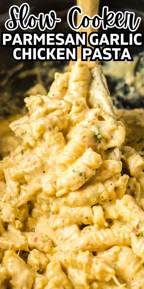 Parmesan Garlic Wing Sauce, Parmesan Garlic Chicken Pasta, Crockpot Garlic Parmesan Chicken Pasta, Crockpot Garlic Parmesan Chicken, Rotini Pasta Recipes, Parmesan Sauce Recipe, Parmesan Wing Sauce, Parmesan Garlic Chicken, Garlic Parmesan Chicken Pasta