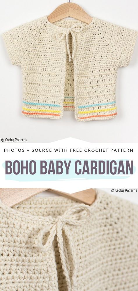 Boho Baby Crochet Set Free Patterns - Free Crochet Patterns Crochet Baby Cardigan Free Pattern, Crochet For Children, Handmade Blankets, Baby Cardigan Pattern, Crochet For Babies, Crochet Baby Cardigan, Baby Crochet Patterns Free, Diy Clothes Videos, Crochet For Baby