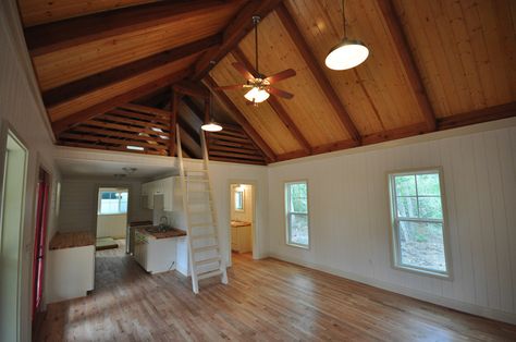 16x40 Shed House Interior, 16x40 Shed House, Shed House Interior, Loft Cottage, Backyard Tiny House, Lofted Barn Cabin, Big Cabin, Shed Tiny House, Shed To Tiny House