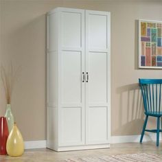 Sauder Select Storage Cabinet in White Sauder Storage Cabinet, White Storage Cabinets, Pantry Cabinets, Pantry Storage Cabinet, Freestanding Storage, Office Storage Cabinets, Shelf White, Storage Cabinet Shelves, Wooden Wardrobe