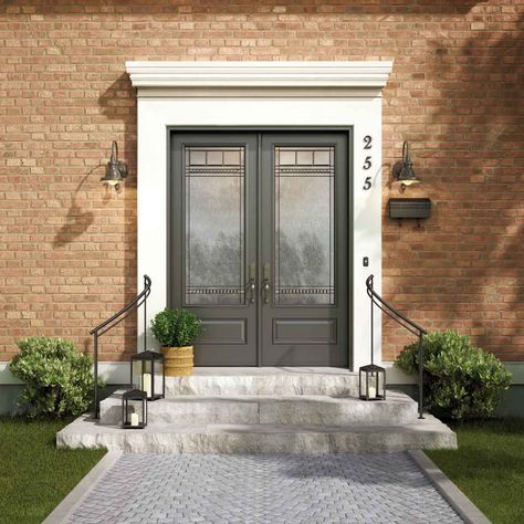 Front Door Entrance Ideas, Steel Doors Exterior, Industrial Style Home, Front Stoop, Steel Door Design, Doors Ideas, Modern Front Door, Front Door Entrance, Fiberglass Door