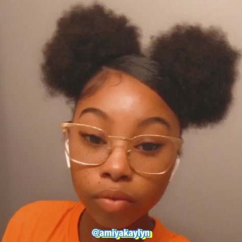 Swoop Puffs Hairstyle, Two Buns Hairstyle With Swoop, Two Bun Swoop, Two Bun With Swoop, Swoop With Puff, Two High Buns With Swoop, Two Buns With A Swoop, Two Ponytails With Swoop Natural Hair, Side Swoop Puff Natural Hair