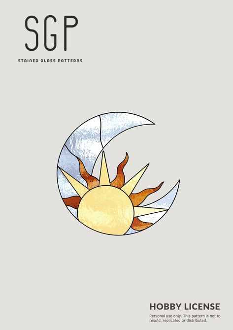 Beginner Stained Glass Patterns Free, Stained Glass For Beginners, Beginner Stained Glass Patterns, Sun And Moon Pattern, Sun Drawing, Diy Staining, Stained Glass Patterns Free, Stained Glass Pattern, Glass Diy