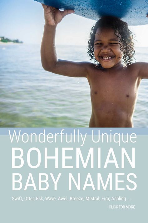 A beautiful list of unique bohemian baby names for boys and girls. This is a must read if you're looking for fabulously free spirited names with a boho, hippie feel. #bohemianbabynames #bohobabynames #hippiebabynames #uniquebabynames Surfer Boy Names, Boho Baby Names, Bohemian Baby Names, Hippie Names, Hippie Boy, Names For Boys, Traditional Names, Unisex Name