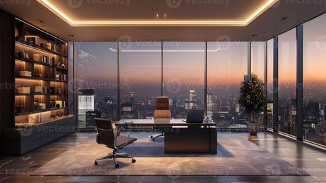 AI generated Luxury office interior with panoramic window and city view. Ceo Office Design Luxury Modern, Ceo Office Design Luxury, Ceo Office Design, Luxury Office Interior, Futuristic Office, Cabin Windows, Ceo Office, New York Office, Office Background