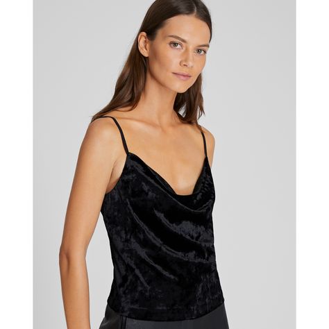 Cowl Neck Cami, Women Shirt Top, Black Camis, Cowl Neckline, Cropped Cami, Black Model, Club Monaco, Crushed Velvet, Wearing Black