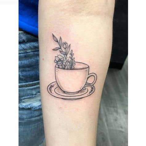 Small Simple Teacup Tattoo Tattoosbyunelune 2 Coffee Cup Tattoo, Tea Tattoo, Teacup Tattoo, Cup Tattoo, Clock Tattoo Design, Coffee Tattoos, Roses Tattoo, Simplistic Tattoos, Small Tattoo