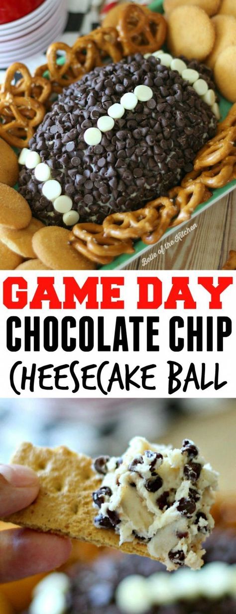 Chocolate Chip Football Dip, Oreo Balls Football Super Bowl, Cheesecake Football Dip, Georgia Bulldog Food Ideas, Football Cheesecake Dip, Desserts For Football Games, Football Shaped Dip, Football Cream Cheese Ball, Dessert Recipes For Super Bowl