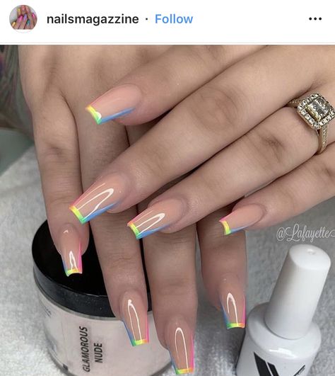 Pinterest:@jalissalyons Ombre Acrylic Nails, Cute Acrylic Nail Designs, Classic Nails, Her Nails, Summer Acrylic Nails, Rainbow Nails, Beautiful Nail Designs, Coffin Nails Designs, Fire Nails