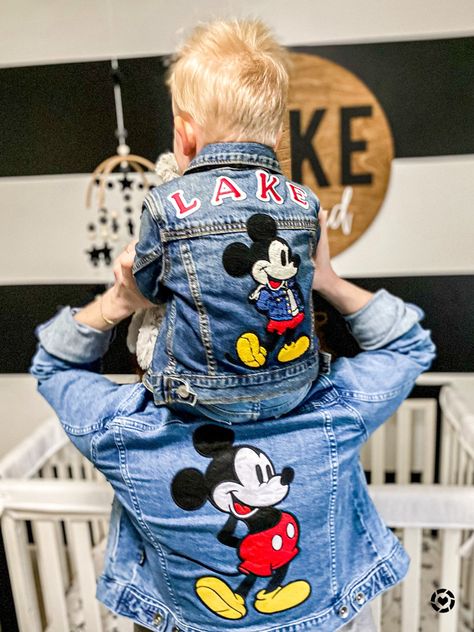 Mickey Mouse women’s denim jacket, baby and toddler Minnie Mouse denim jacket, Disney women’s Jean jacket, custom nursery name decor, nursery mobile @liketoknow.it @liketoknow.it.family @liketoknow.it.home http://liketk.it/3bzuI #liketkit #LTKfamily #LTKkids #LTKhome Mom Mickey Mouse Outfit, Mickey Jean Jacket, Disney Blue Jean Jacket, Mickey Mouse Denim Jacket, Custom Disney Jean Jacket, Mickey Mouse Jean Jacket, Disney Jacket Diy, Disney Denim Jacket Painted, Disney Denim Jacket Patches