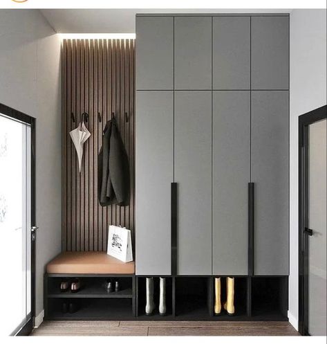 Wardrobe In Hall, Entry Wardrobe Ideas, Entrance Wardrobe Ideas, Modern Mud Room Ideas, Entrance Hall Wardrobe, Entry Wardrobe, Wardrobe Entrance, Entrance Wardrobe, Modern Mudroom